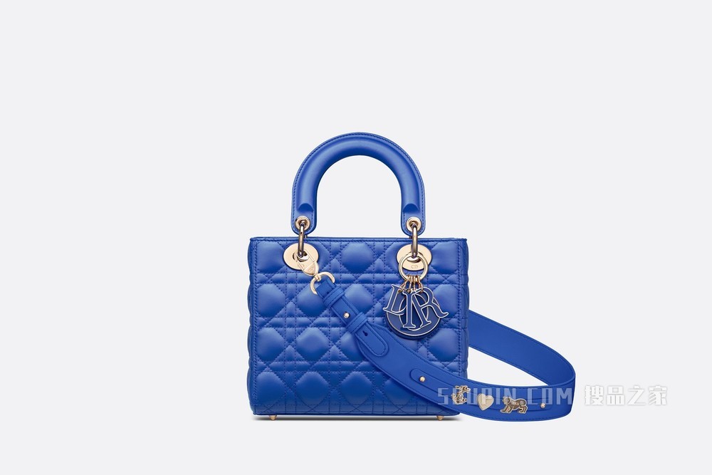 Lady Dior My ABCDior 手袋 希腊蓝色羊皮革藤格纹