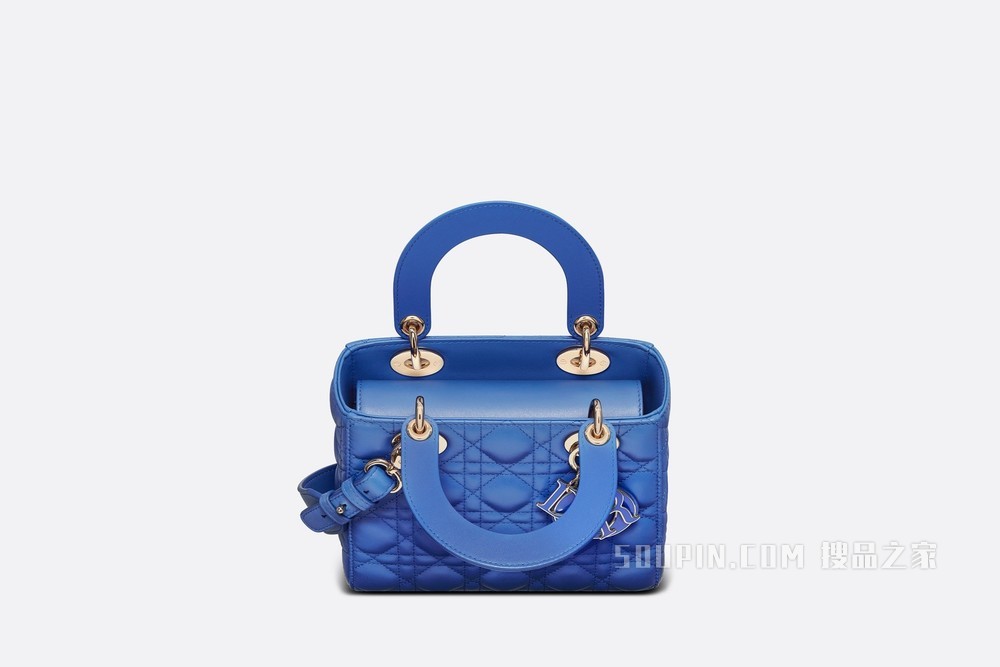 Lady Dior My ABCDior 手袋 希腊蓝色羊皮革藤格纹