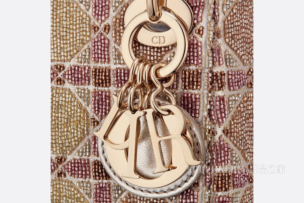 超迷你 Lady Dior 手袋 藤格纹多色金色调珠饰刺绣