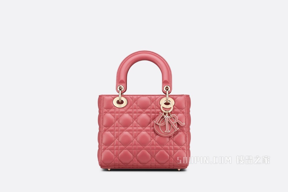 Lady Dior My ABCDior 手袋 蓍草粉色羊皮革藤格纹