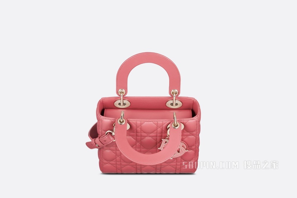 Lady Dior My ABCDior 手袋 蓍草粉色羊皮革藤格纹