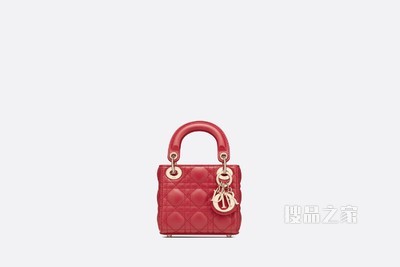 超迷你 Lady Dior 手袋 红色羊皮革藤格纹
