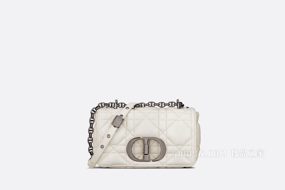 小号 Dior Caro 手袋 奶白色牛皮革绗缝超大藤格纹