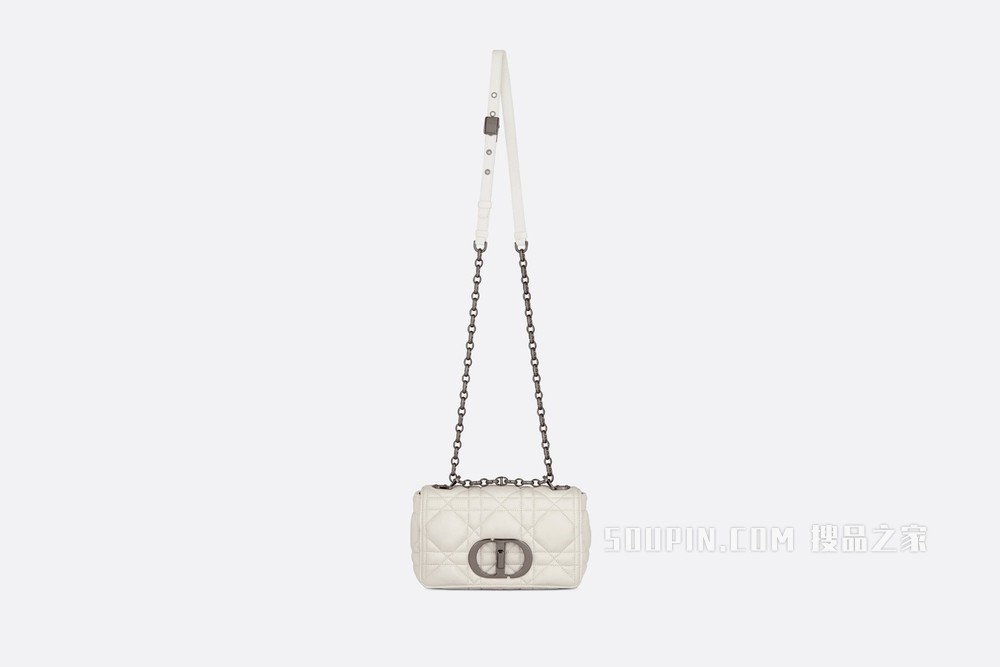 小号 Dior Caro 手袋 奶白色牛皮革绗缝超大藤格纹