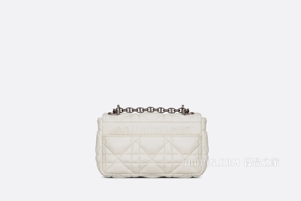 小号 Dior Caro 手袋 奶白色牛皮革绗缝超大藤格纹