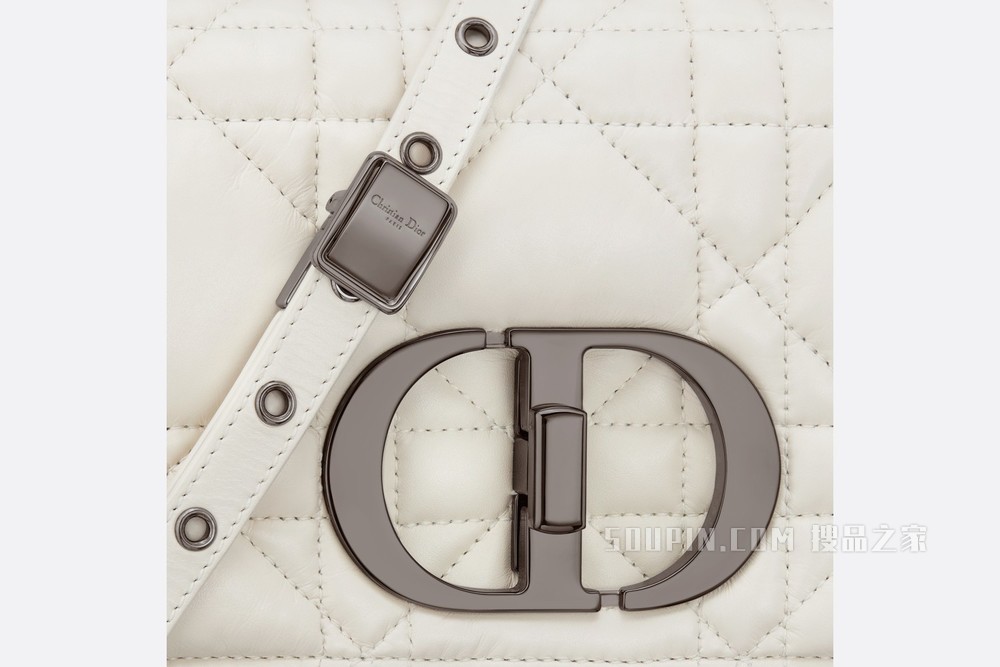 小号 Dior Caro 手袋 奶白色牛皮革绗缝超大藤格纹