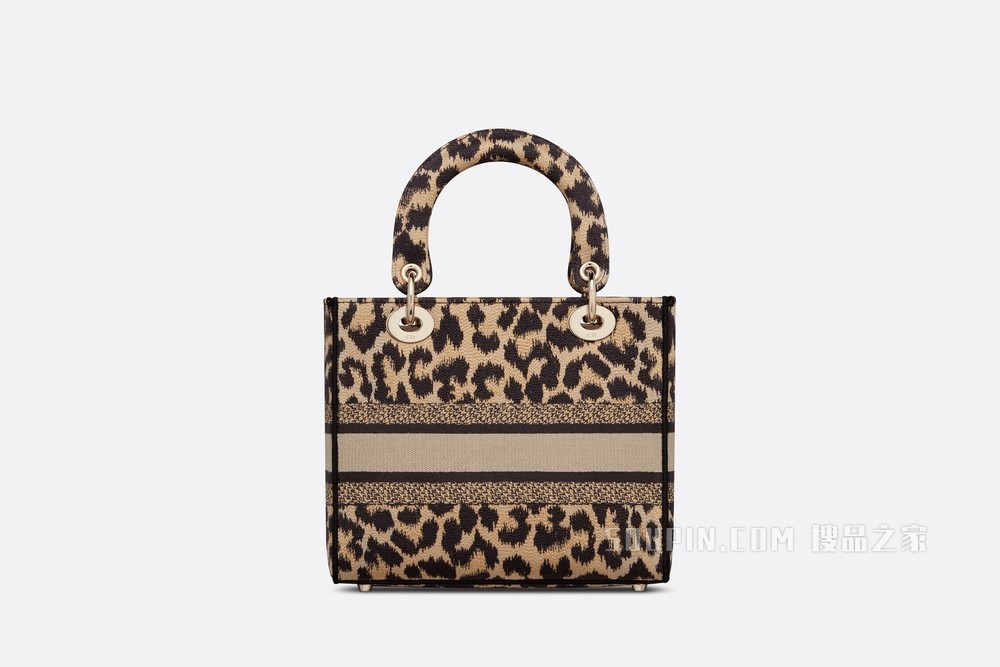 中号 Lady D-Lite 手袋 米色 Mizza 图案刺绣
