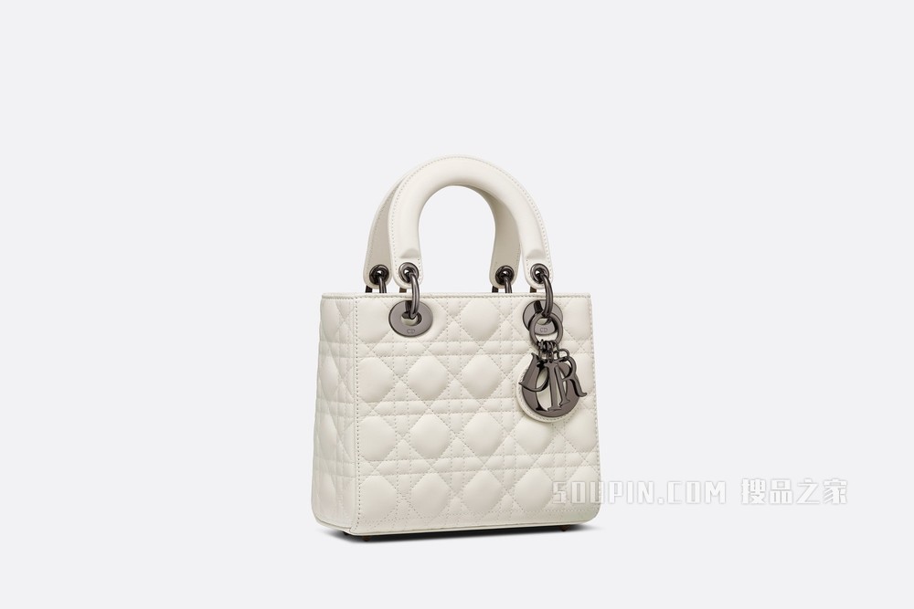 Lady Dior My ABCDior 手袋 奶白色羊皮革藤格纹