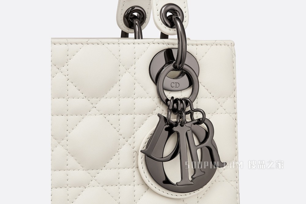 Lady Dior My ABCDior 手袋 奶白色羊皮革藤格纹