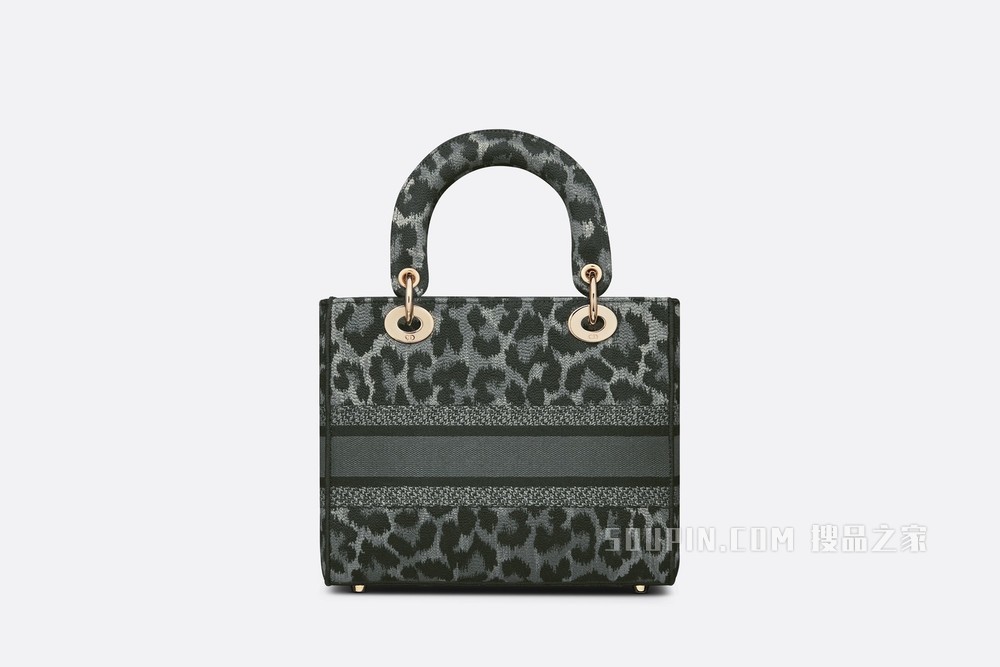 中号 Lady D-Lite 手袋 灰色 Mizza 刺绣