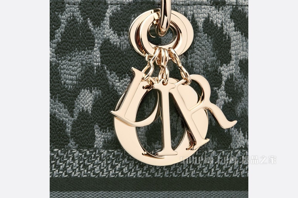 中号 Lady D-Lite 手袋 灰色 Mizza 刺绣