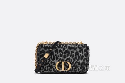 中号 Dior Caro 手袋 灰色天鹅绒 Mizza 图案刺绣