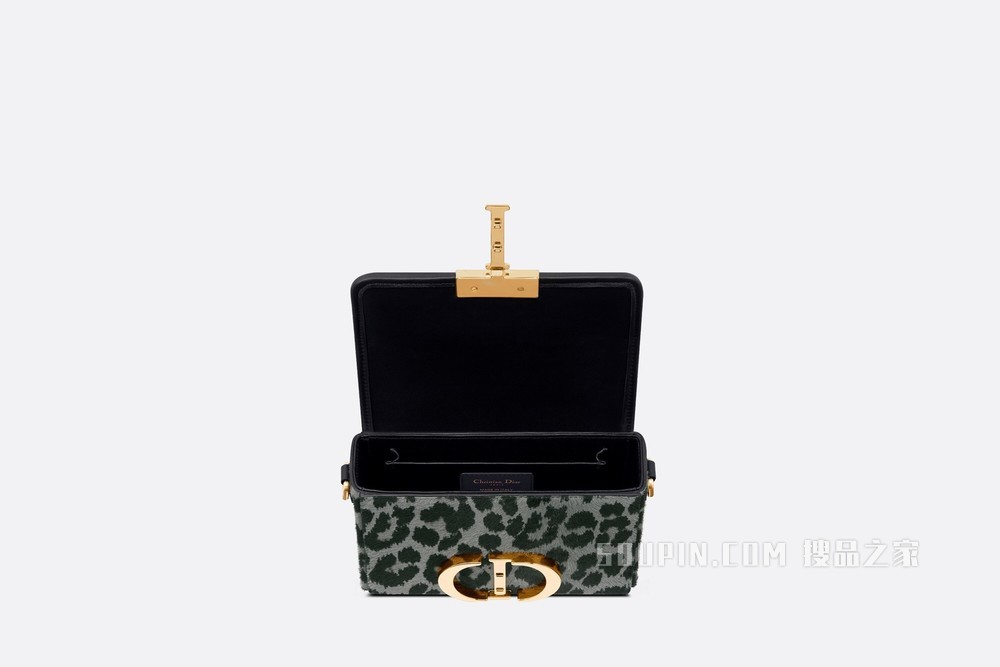 30 Montaigne 箱型手袋 灰色马毛牛皮革 Mizza 图案
