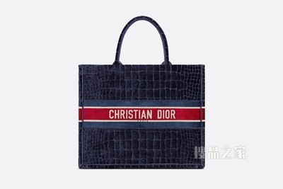 Book Tote 手袋 蓝色天鹅绒鳄鱼皮革效果刺绣