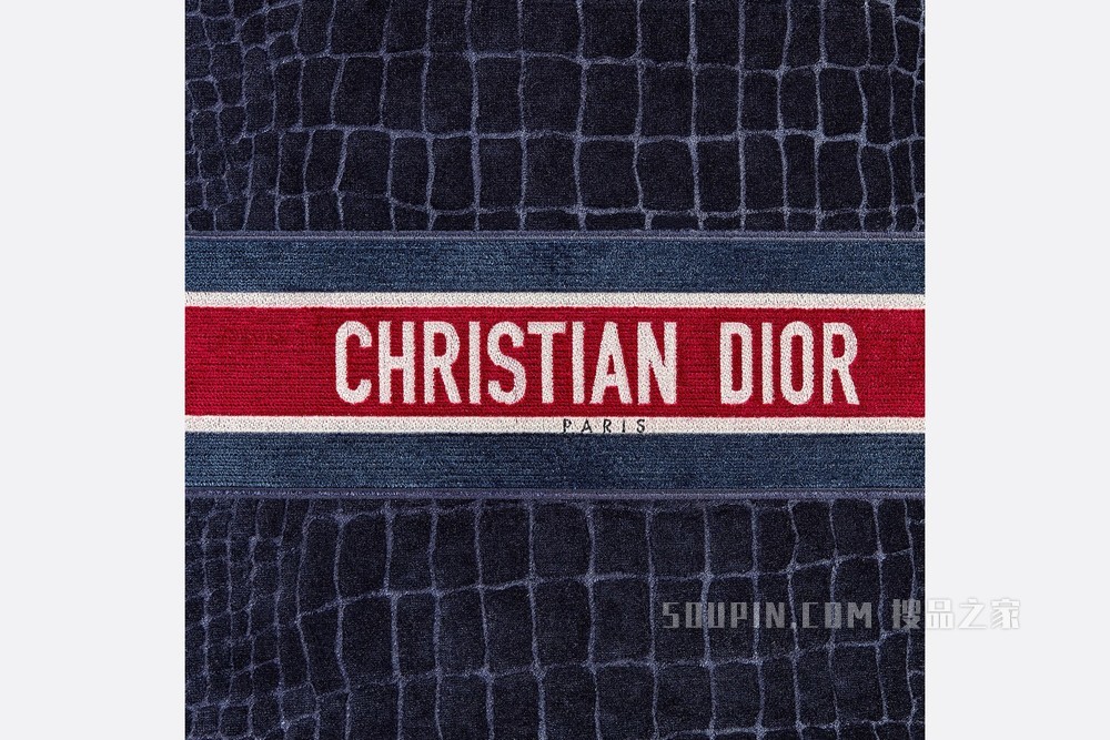 Book Tote 手袋 蓝色天鹅绒鳄鱼皮革效果刺绣