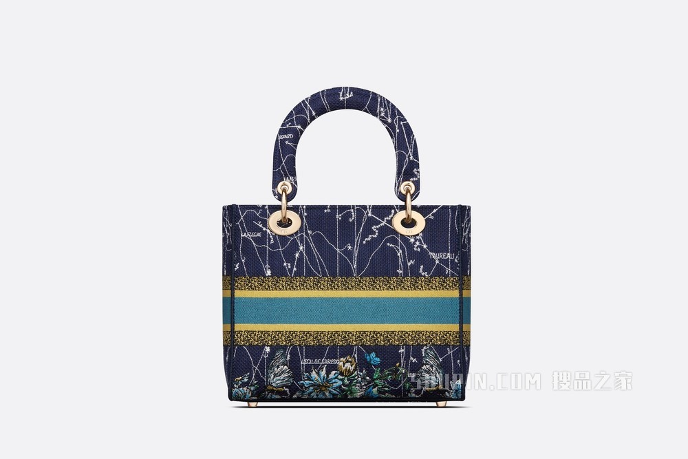 中号 Lady D-Lite 手袋 蓝色 Dior 星座刺绣