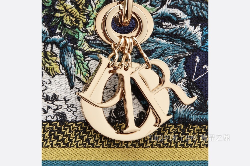 中号 Lady D-Lite 手袋 蓝色 Dior 星座刺绣