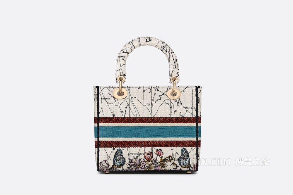 中号 Lady D-Lite 手袋 奶白色款式多色 Dior 星座刺绣
