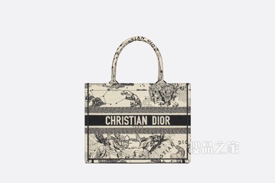 小号 Book Tote 手袋 奶白色和黑色 Dior Zodiac 刺绣