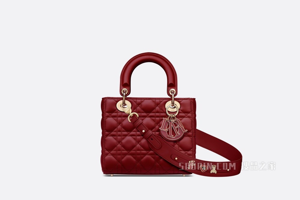 Lady Dior My ABCDior 手袋 砖红色羊皮革藤格纹
