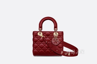 Lady Dior My ABCDior 手袋 砖红色羊皮革藤格纹