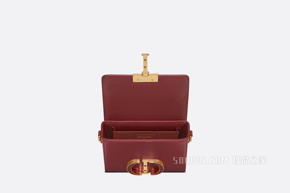 30 Montaigne 箱型手袋 砖红色光面牛皮革