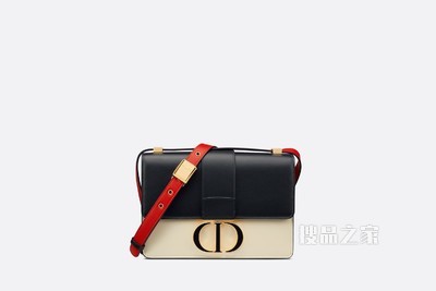 30 Montaigne 手袋 海军蓝色、白色和红色光面牛皮革