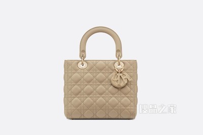 中号 Lady Dior 手袋 米色羊皮革藤格纹
