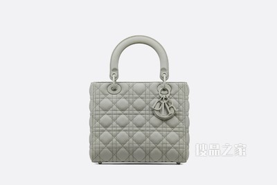 中号 Lady Dior 手袋 灰色哑光牛皮革藤格纹