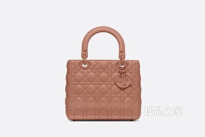 中号哑光 Lady Dior 手袋 绯红色哑光牛皮革藤格纹