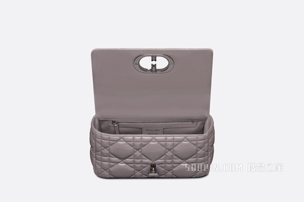 中号 Dior Caro 手袋 灰色牛皮革绗缝超大藤格纹