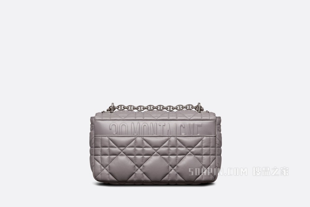 中号 Dior Caro 手袋 灰色牛皮革绗缝超大藤格纹