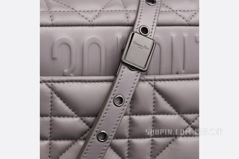 中号 Dior Caro 手袋 灰色牛皮革绗缝超大藤格纹