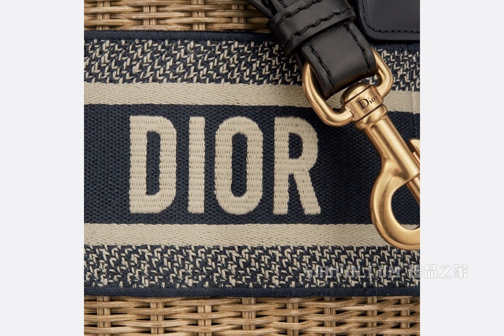 Dior Wicker 水桶包 柳条和蓝色 Oblique 印花面料