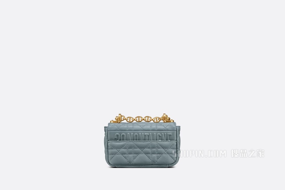 超迷你 Dior Caro 手袋 天蓝色柔软牛皮革藤格纹