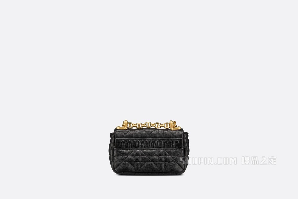 超迷你 Dior Caro 手袋 黑色柔软牛皮革藤格纹