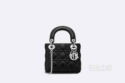 迷你 Lady Dior 手袋 黑色羊皮革藤格纹