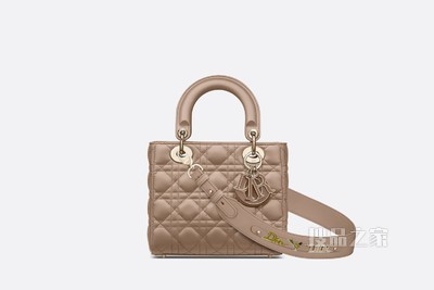 Lady Dior My ABCDior 手袋 暖灰褐色羊皮革藤格纹