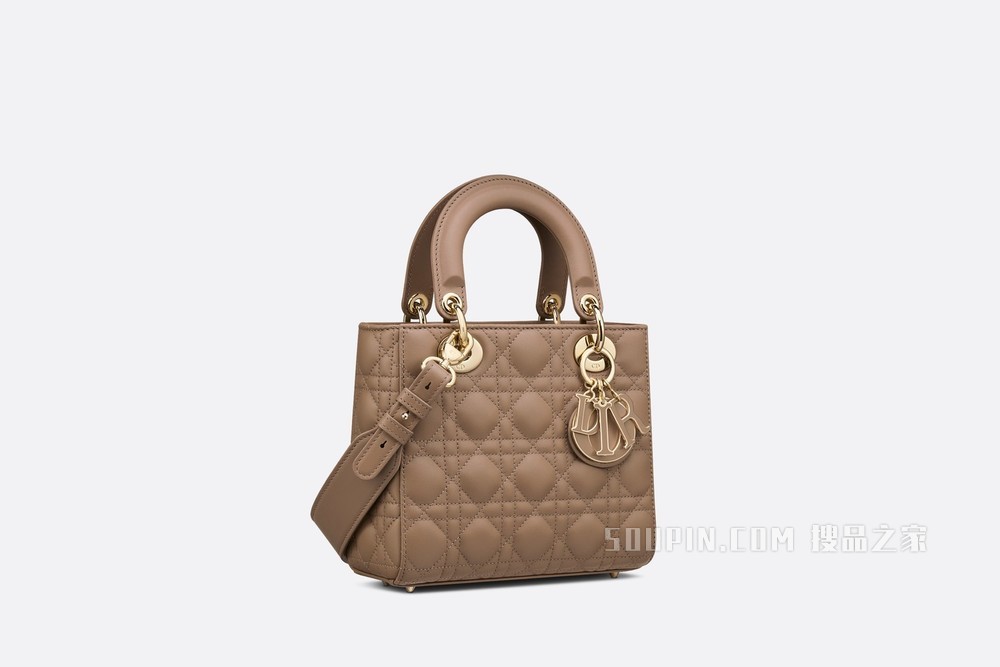 Lady Dior My ABCDior 手袋 暖灰褐色羊皮革藤格纹