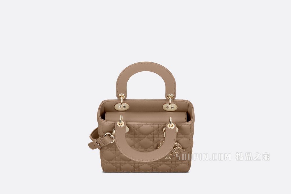 Lady Dior My ABCDior 手袋 暖灰褐色羊皮革藤格纹
