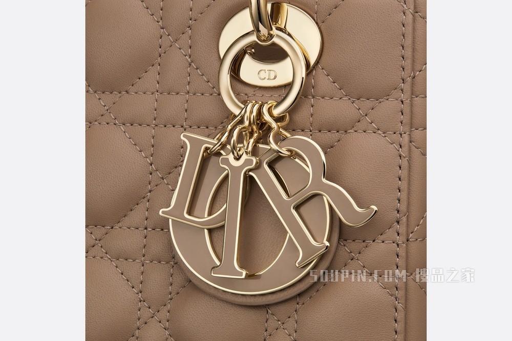 Lady Dior My ABCDior 手袋 暖灰褐色羊皮革藤格纹