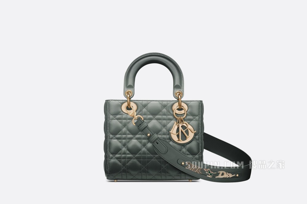 DIOR/迪奥】Lady Dior My ABCDior 手袋灰色羊皮革藤格纹渐变效果