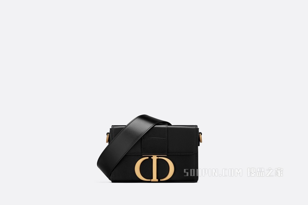 30 Montaigne 箱型手袋 黑色光面牛皮革