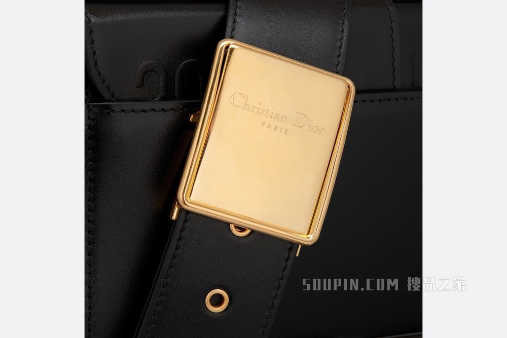 30 Montaigne 箱型手袋 黑色光面牛皮革