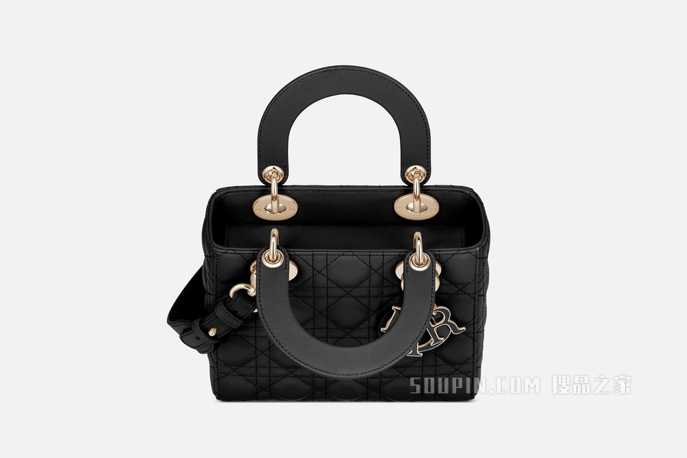 Lady Dior My ABCDior 手袋 黑色羊皮革藤格纹