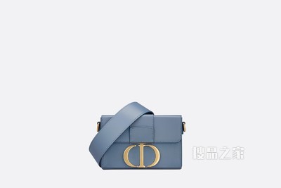 30 Montaigne 箱型手袋 丹宁蓝色光面牛皮革