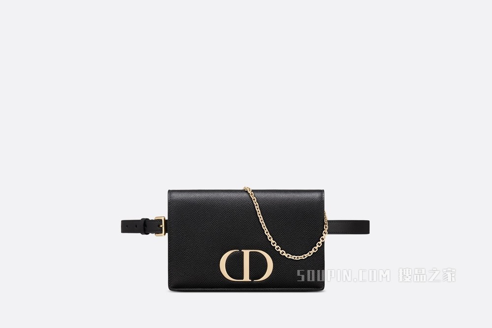 30 Montaigne 二合一手拿包 黑色粒面牛皮革