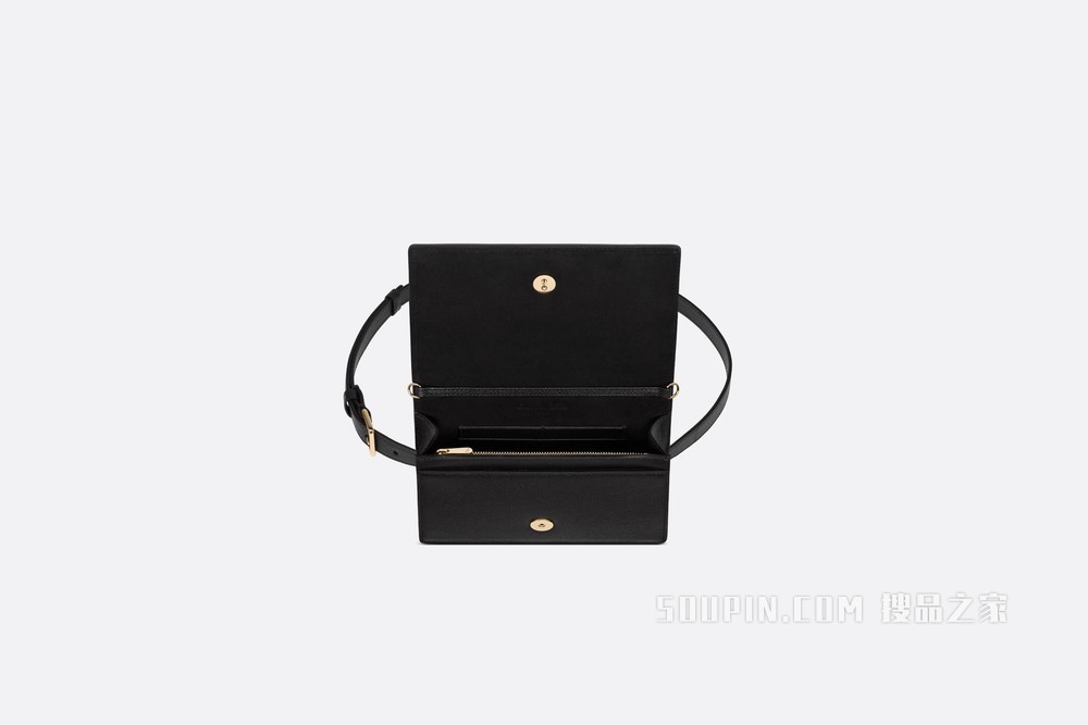 30 Montaigne 二合一手拿包 黑色粒面牛皮革