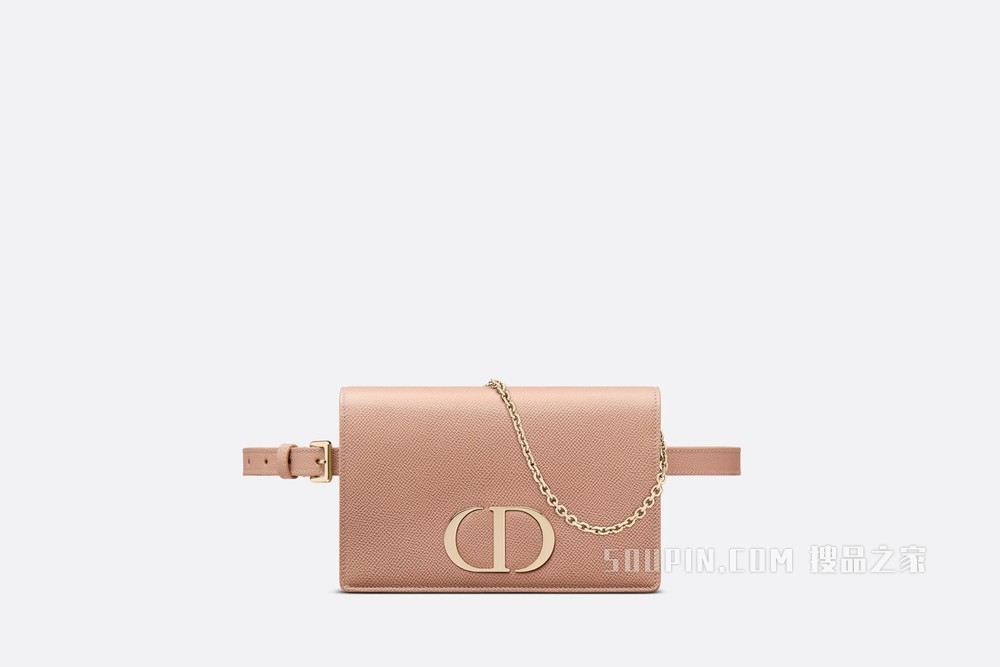 30 Montaigne 二合一手拿包 玫瑰粉色粒面牛皮革