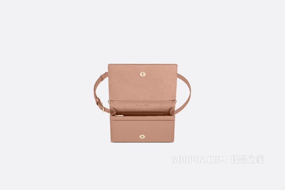 30 Montaigne 二合一手拿包 玫瑰粉色粒面牛皮革